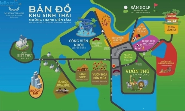 Toàn cảnh khu sinh thái Mường Thanh Green Land Diễn Lâm nhìn từ trên cao