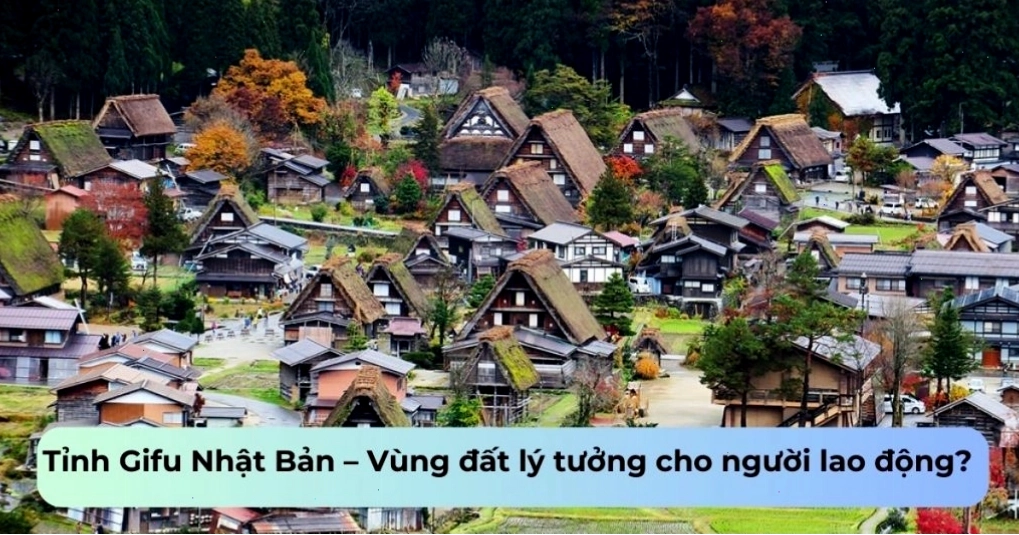 Toàn cảnh tỉnh Gifu Nhật Bản nhìn từ trên cao