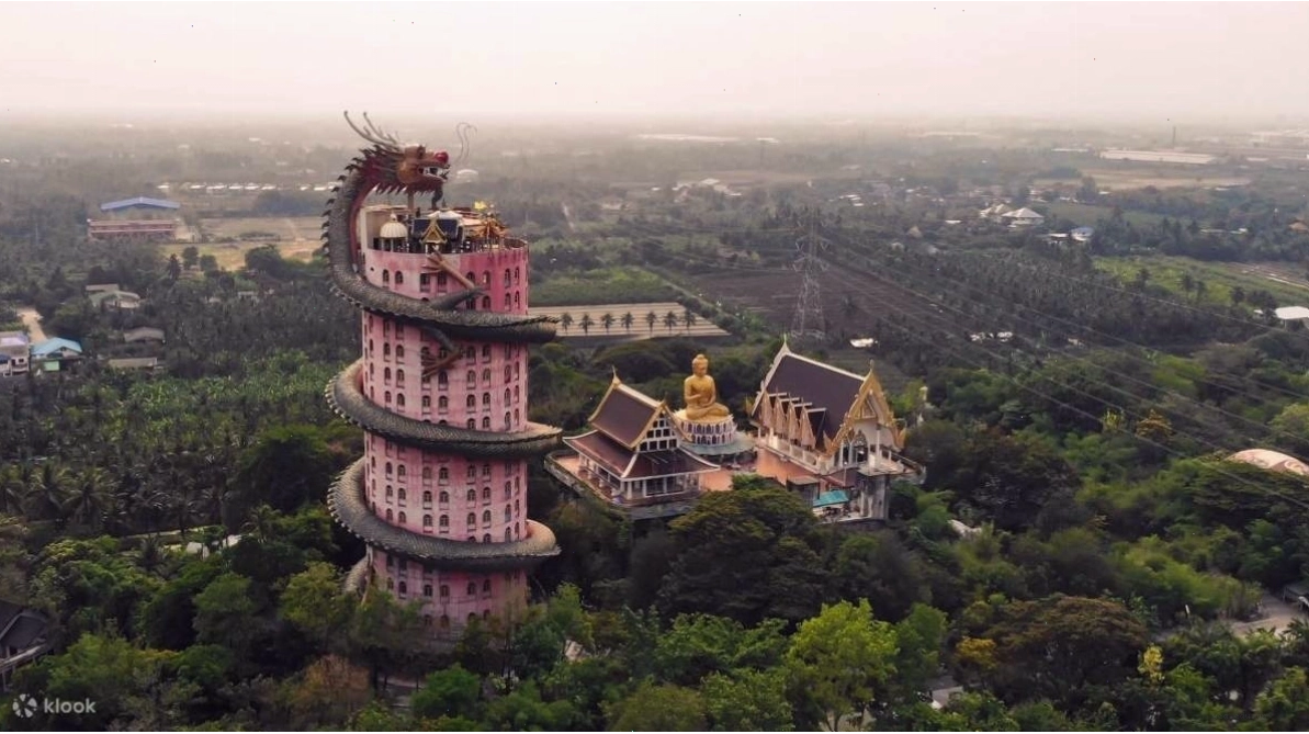Tổng quan về Chùa Rồng Wat Samphran với hình ảnh con rồng khổng lồ