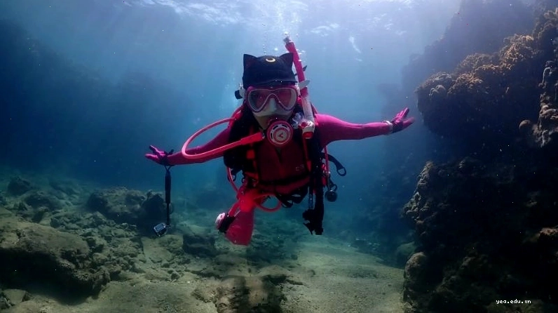 Trải nghiệm lặn biển tại Hang Xanh (Blue Cave) ở Okinawa