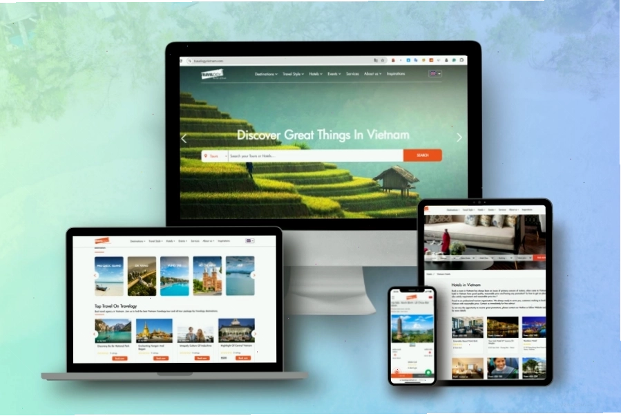 Trang web Travelogy Vietnam với thiết kế trực quan và nội dung hấp dẫn