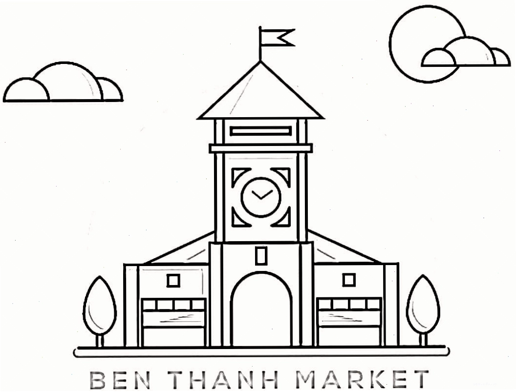 Tranh vẽ Chợ Bến Thành, biểu tượng nhộn nhịp của Sài Gòn