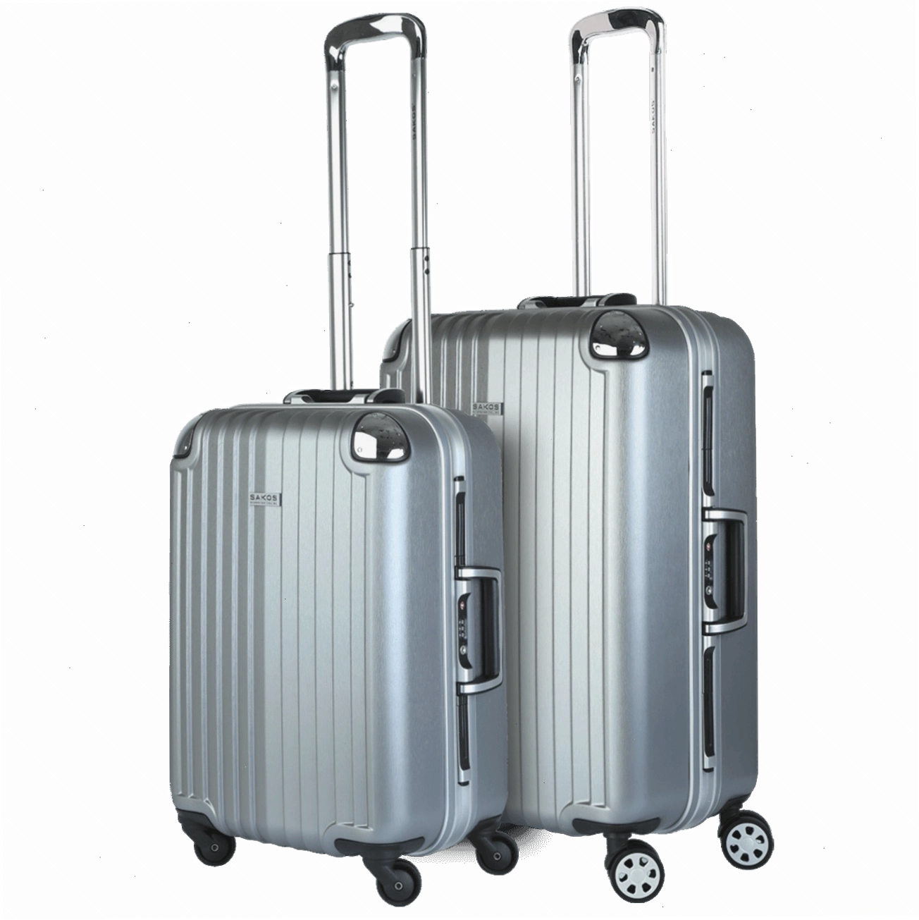 Vali kéo nhựa Sakos Sapphire khung nhôm kích thước SM màu xám