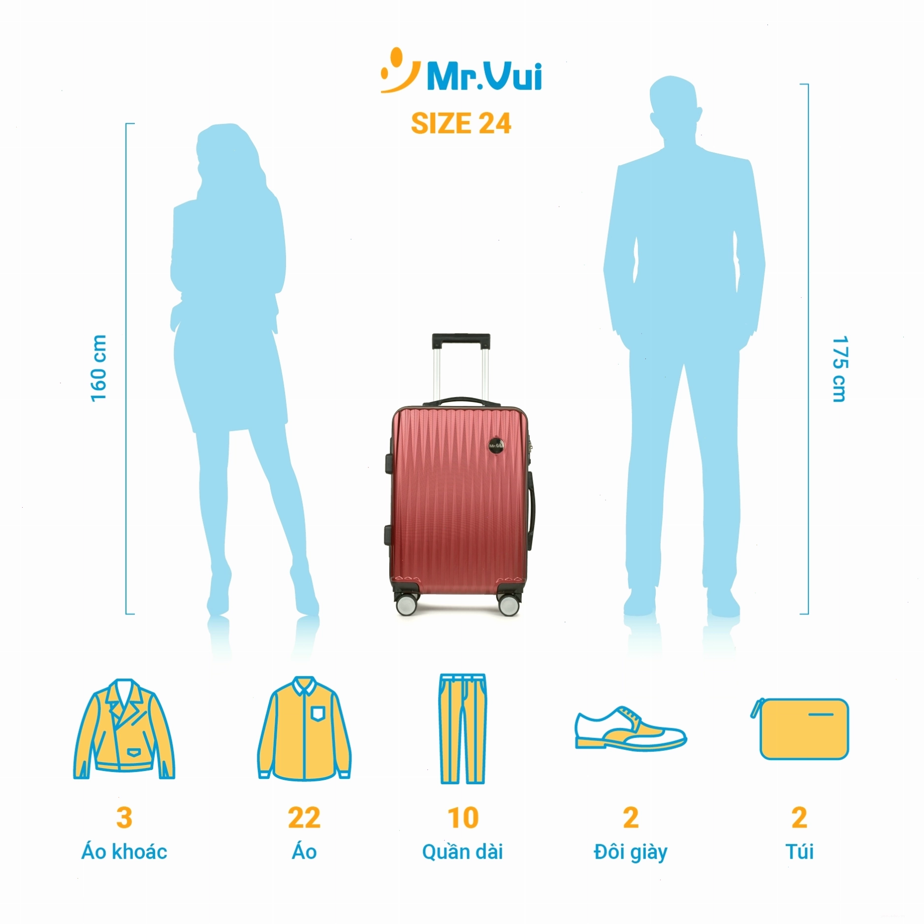 Vali size 24 inch với mẫu mã đẹp và thời trang