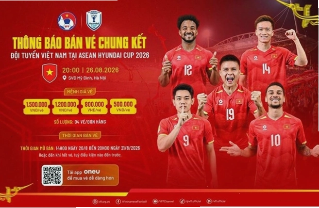 Vé chung kết AFF Cup 2026 giữa tuyển Việt Nam và Thái Lan có giá cao nhất 1,5 triệu đồng