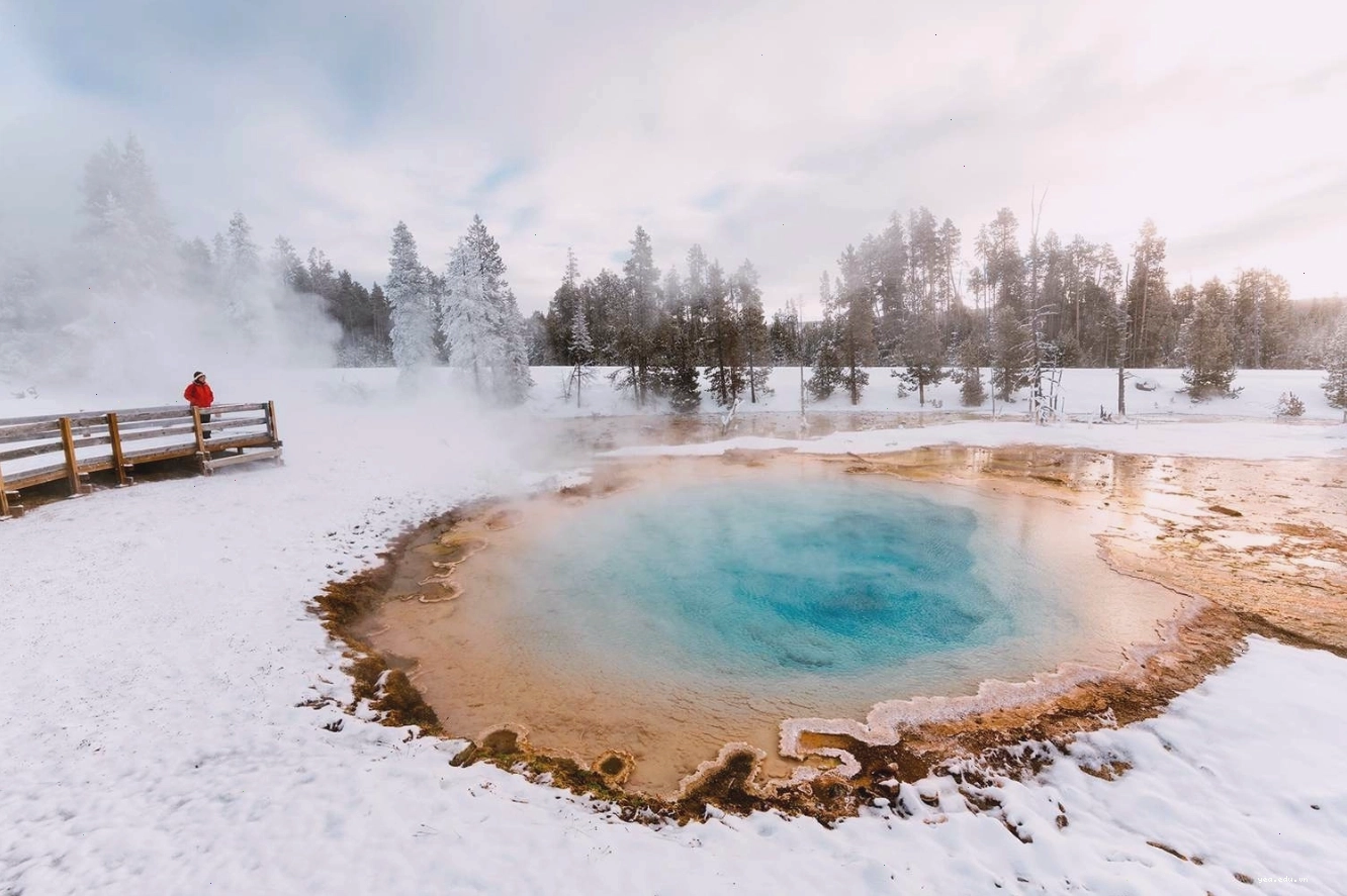 Vẻ đẹp huyền bí của Yellowstone vào mùa đông với tuyết phủ trắng xóa