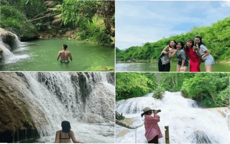 Vẻ đẹp thơ mộng của Suối Hiêu Pù Luông với dòng nước trong xanh