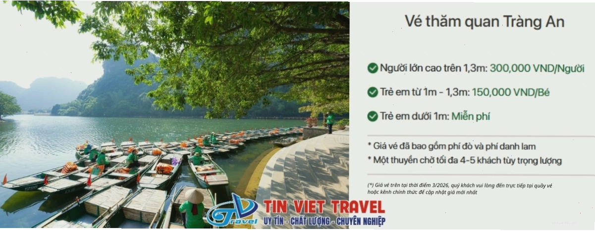 Vé tham quan Tràng An Ninh Bình