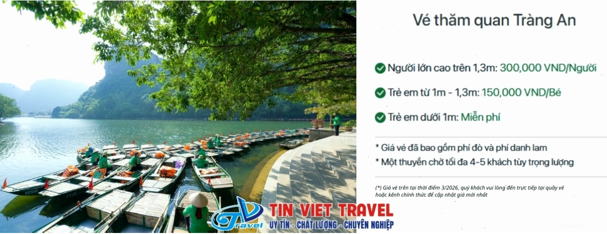 Vé tham quan Tràng An Ninh Bình