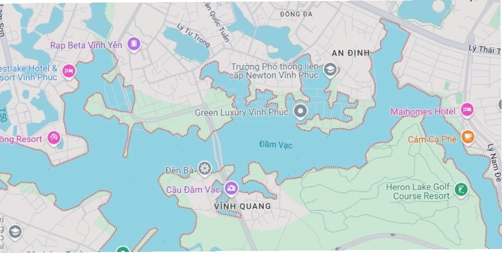 Vị trí Đầm Vạc trên bản đồ thành phố Vĩnh Yên, Vĩnh Phúc