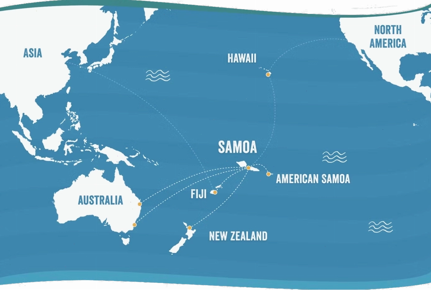 Vị trí địa lý của quốc đảo Samoa trên bản đồ Thái Bình Dương