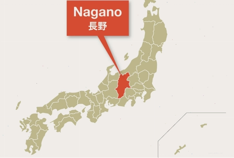 Vị trí tỉnh Nagano trên bản đồ Nhật Bản