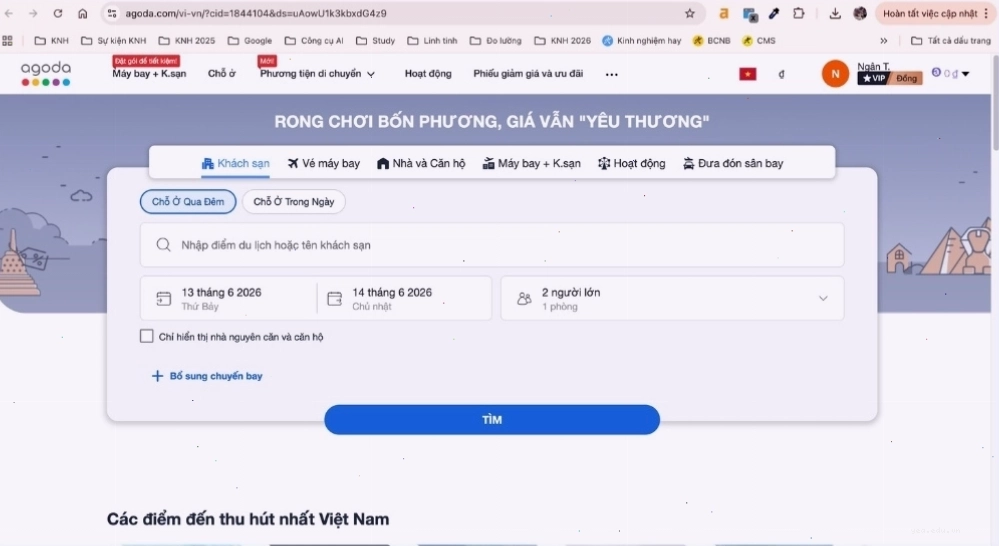 Website chính thức của Agoda
