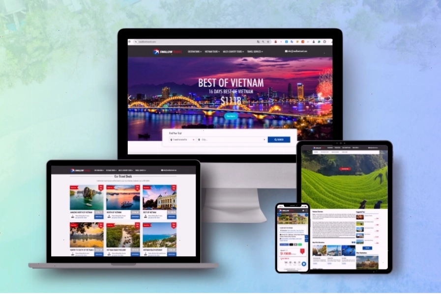 Website Swallow Travel giới thiệu các tour khám phá hấp dẫn