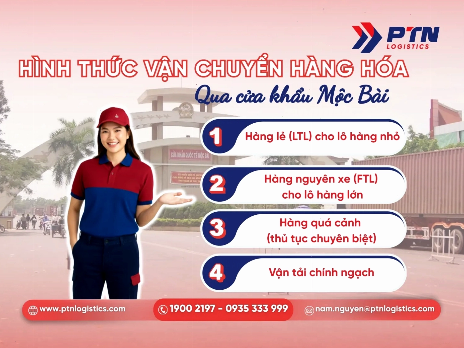 Xe container đang làm thủ tục tại cửa khẩu Mộc Bài