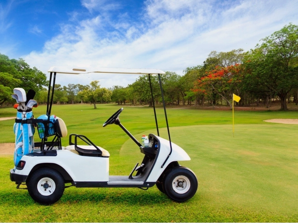 Xe golf cart có 4 chỗ ngồi trên sân golf