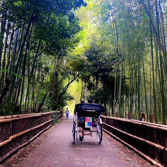 Xe kéo Jinrikisha khám phá rừng trúc Arashiyama