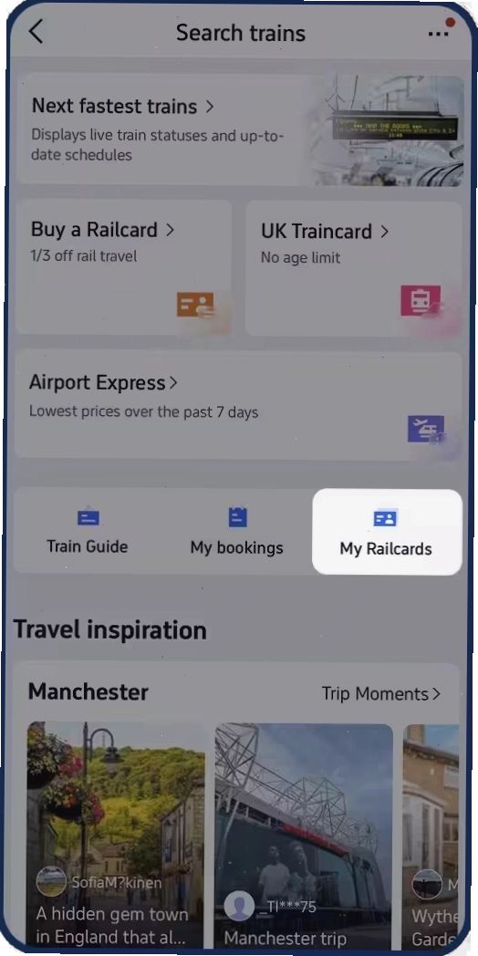 Xem thẻ Railcard của tôi trên ứng dụng